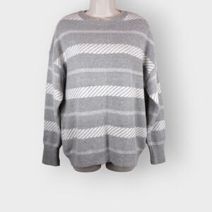 SOPHIE RUE Crewneck Sweater Thick Stripes in Gray and White Size Medium